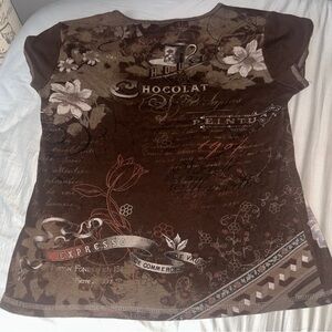 Cute brown thrifted short sleeve graphic tee
